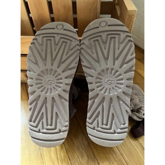 UGG Size 6 Cordovan Kiandra Chunky Cotton Knit Brushed Suede Lace Up Ankle Boots - Picture 6 of 16